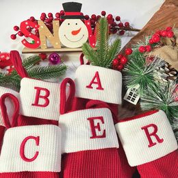 Décorations de noël, chaussettes avec lettres tricotées, monogramme, décor pour la maison, ornement d'arbre de noël, 2024