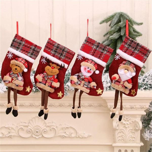 Décorations de Noël bas vieil homme/ours/bonhomme de neige/bas de poupée Elk pour la maison fête fournitures cadeaux