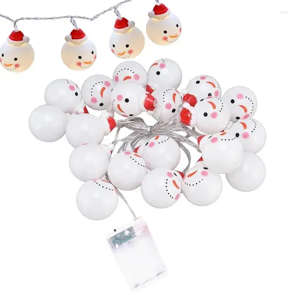 Décorations de Noël Guirlandes lumineuses en forme de bonhomme de neige alimenté par batterie économie d'énergie décorative avec 2