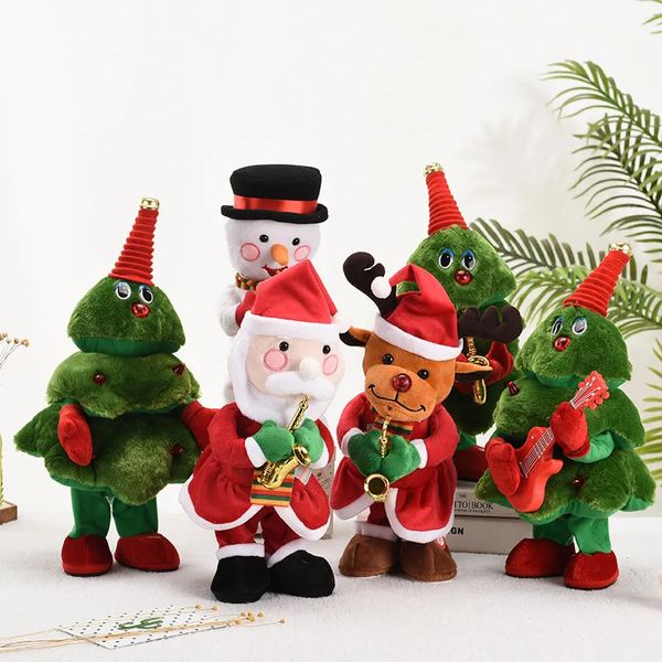Décorations de Noël Jouets électriques en peluche Poupées dansant et chantant Cadeaux de vacances du Père Noël 231013