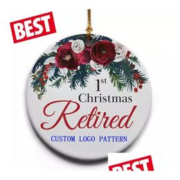 Kerstversiering Sublimatie Lege Keramische Hanger Creatieve Kerstornamenten Warmte-overdracht Afdrukken Diy Ornament Drop Levering Dhxuc