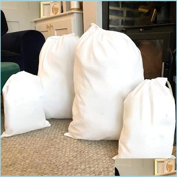 Décorations De Noël Sublimation Blanc Halloween Sacs De Noël Diy Personnalisé Sacs De Père Noël Dstring Sac Cadeau De Noël Drop Delivery Ho Dhhad