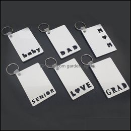 Décorations de Noël Sublimation Blank Keychain Pendentif MDF Double Face Impression Transfert de chaleur Clé Chainlage Décoration Keyring Di Otghf