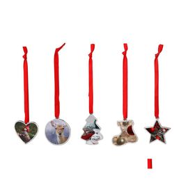 Kerstdecoraties Sublimatie Blank ornament Xmas boom hanger warmte thermische overdracht printing diy metaal jy301 drop levering home dhvce