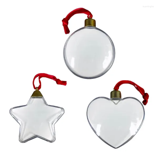 Decorações de natal sublimação em branco pingentes em forma de coração redondo cinco pontas estrela pingente transferência de calor imprensa impressão ornamentos
