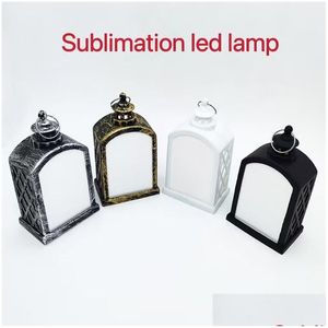 Décorations de Noël Sublimation Noël LED Lanternes Lampe de cheminée Lumière de poche double face pour les décorations de maison et d'extérieur D Dhz8M