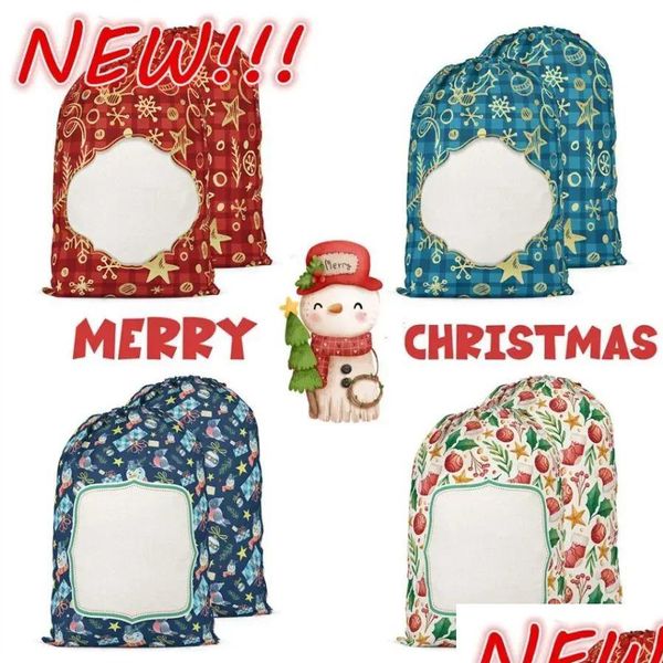 Décorations de Noël Sublimation Santa Sacs Personnalisé Buffalo Plaid Dstring Candy Cadeaux Sacs En Gros Fy5567 Drop Livraison Accueil Dhjhb