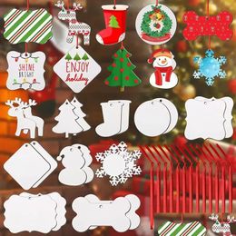 Kerstversiering sublimatie houten blanco hangers ornament dubbelzijdig Mdf hanger Bk boom herdenkingsschijven benodigdheden voor D Dhogf