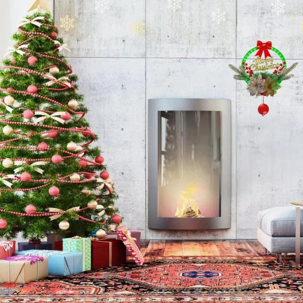 Décorations de Noël Scène de vacances durable Couronne vibrante Ornement de lumière LED brillante pour la porte