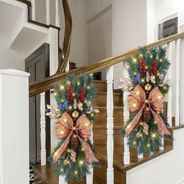 Décorations de Noël Swag avec lumières Escalier Garland Sanging Porte couronne de porte pour la fenêtre de vacances Home Decoration extérieure