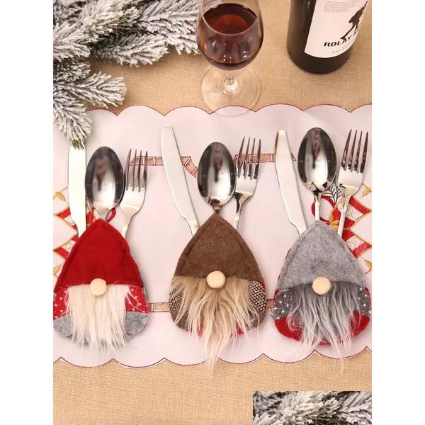 Décorations de Noël Suédois Santa Gnome Vaisselle Sac Fourchette Couteau Porte-couverts Sierware Party Table Dîner Décor Maison Rra55 Drop de Dhah3