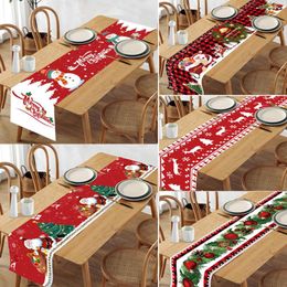 Décorations de noël chemin de Table décoration pour la maison Santa bonhomme de neige nappe couverture ornement de noël Navidad Kerst cadeau année