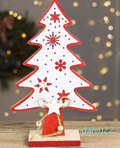 Décorations de noël ensemble de Table flocon de neige ornements d'arbre en bois Navidad année cadeau de noël suspendu
