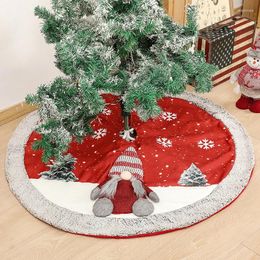 Décorations de Noël Jupe d'arbre épaisse Couverture de pied rouge Flocon de neige Père Noël Tapis imprimé Tapis de base Décor