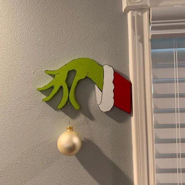 Decoraciones navideñas ladrón mano recortada Grinchs calcomanía pegatinas de pared decoración del hogar