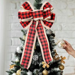 Kerstdecoraties driekleurige boog bowknot rooster doek cadeau zak ornamenten boomdeur hangende zwart en witte rooster bloemen knoop