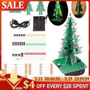 Décorations de Noël Arbre tridimensionnel 3D LED Kit de bricolage 3/7 Couleur Circuit clignotant Pratique de soudure Électronique Fun Suite 3 PCB