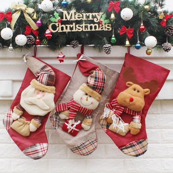 Décorations de Noël Trois Styles Arbre Fête Accessoire Cadeau Bas Bonbons Sacs Bottes