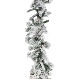 Kerstversiering Tijd 9 Ft. Sneeuwslinger van wit dennenhout met warme LED-verlichting 231011