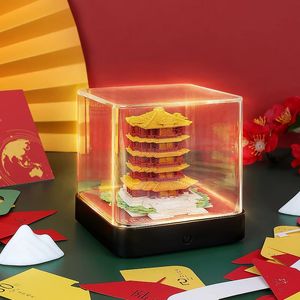Weihnachtsdekorationen Time Piece Kalender 2024 Schreibtisch mit LED-Leuchten Kreative 3D-DIY-Papierschnitzerei Artsy Pads Desktop-Dekoration 231121