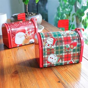 Kerstdecoraties Tin Box Tinplate Postbox Container Cards Candy Dookies Baking Gift Packing Case 1 stks Kousen264B