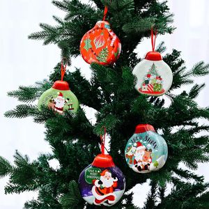 Décorations de noël fer blanc boîte à bonbons pendentifs cadeau lanière pot joyeux décor pour la maison ornement arbre de noël noël