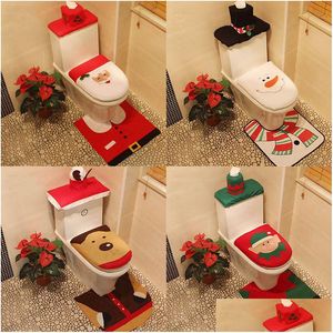 Kerstdecoraties Toilet Voetkussen Seat Er Cap Decoratie Happy Santa En Tapijt Badkamer Accessoire Claus Drop Levering Thuis Tuin Dhnfz