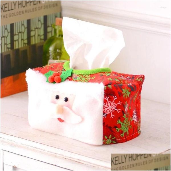 Décorations de Noël Porte-papier hygiénique Boîtes de cas Boîtes de tissu de Père Noël Sacs en tissu non tissé de Noël Décoration de la maison Serviettes Organisateur Drop Ot7VM