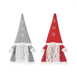 Décorations de Noël au sommet de l'arbre sans visage pour personnes âgées, chapeau tricoté, fête festive du père noël, décoration de table pour la maison