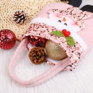 Bolso de mano con adornos navideños, adorable Papá Noel, muñeco de nieve, alce, caramelo, regalo de Navidad portátil con lentejuelas para carnaval, fiestas de disfraces, tienda TSH