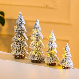 Décorations de Noël Tour en forme de cèdre floqué décoré petit pin sur mini ornements en soie de sisal