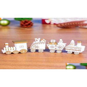 Decoraciones de Navidad Decoración de madera pintada de tren para el hogar con Santa Xmas Kid Toys Ornament NAVIDAD Año de regalo9625457 Drop de Dhltj