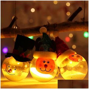 Décorations de Noël Boule lumineuse transparente Joyeux Noël Arbre de bonhomme de neige suspendu avec des lumières Décoration Cadeaux pour enfants Livraison directe Accueil DHS6U