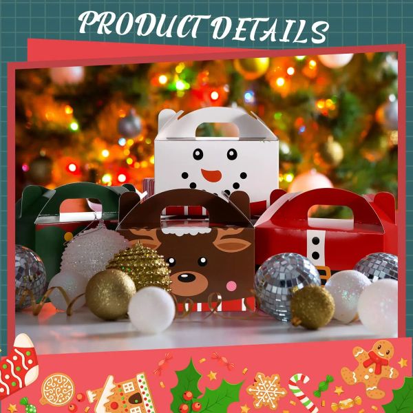 Décorations de Noël Boîtes à friandises Santa Elf Bonhomme de neige Elk Noël Carton Présent Candy Cookie avec poignées Fête de vacances Faveur nouveau