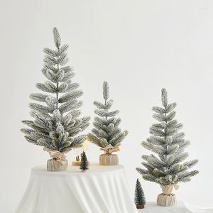 Kerstdecoraties boom jute flocking sneeuwscène arrangement navidad desktop decoratie huis kunstmatige bomen