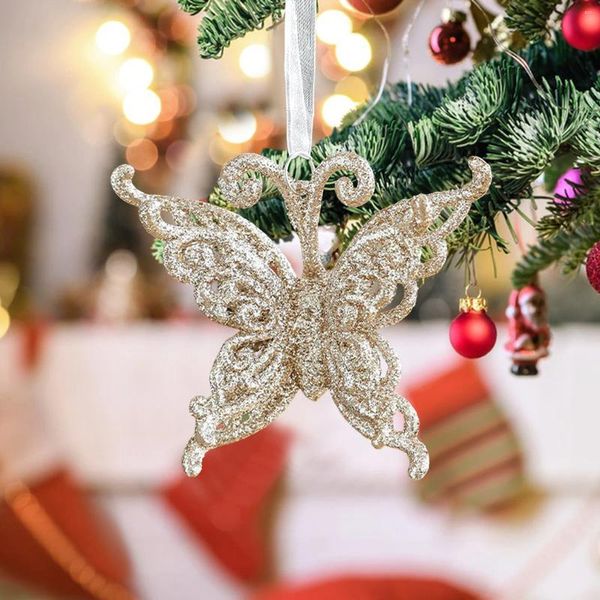 Décorations de noël, arbre papillon, décoration de fête à domicile, pendentif cloche blanche, ornement de mariage, cadeau pour enfants