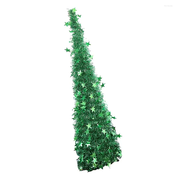 Décorations de Noël Arbre Pliable Noël Paillettes Tinsel Glitter Figurine Pièce Maîtresse Vert Classique Pour La Chambre À La Maison