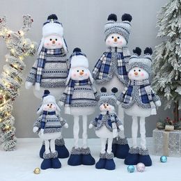 Kerstversiering Boom Decor Jaar Ornament Rendier blauw Sneeuwpop Kerstman Staande Pop Decoratie 2024 Vrolijk Kerstfeest Kindercadeau navidad 231013