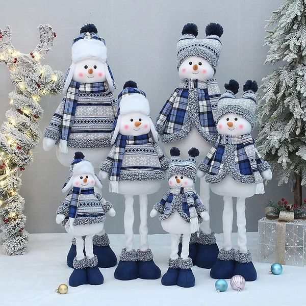 Décorations de Noël Décor d'arbre Année Ornement Renne bleu Bonhomme de neige Père Noël Décoration de poupée debout 2024 Joyeux Noël Enfants Cadeau navidad 231013