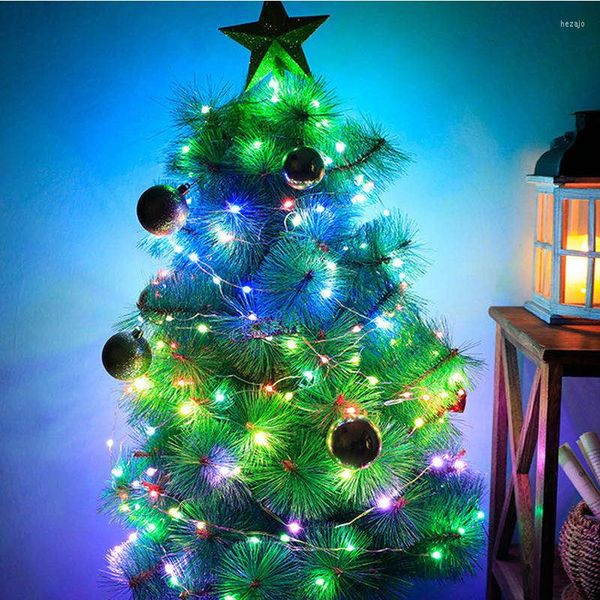 Adornos navideños Decoración del árbol DC 5V LED Punto de píxel Cadena de luces de control Interfaz USB Carpa Ambiente de vacaciones de agua