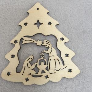 Décorations de Noël Décoration d'arbre Laser Coupure en bois Pendre artisanat / Ornement en bois