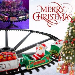 Decoraciones navideñas, decoración de árboles, marco de vía de tren, vagón de ferrocarril con sonido, riel ligero, regalos, juguetes eléctricos 231102