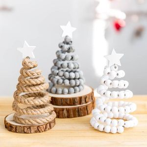 Kerstdecoraties boom bureaublad ornamenten spiraal met houten kersttopper decoratieve feesttafel