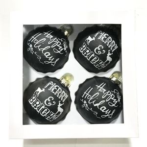 Décorations de Noël Arbre Verre Creative Ornements Petits Cadeaux Commerce Extérieur 8cm Boule Noire 4 Pack1