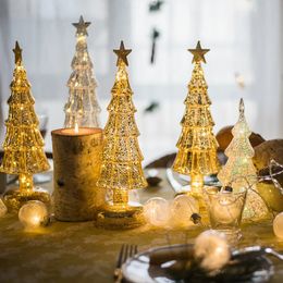 Decorazioni natalizie Albero Luce notturna in vetro per la casa Natale Vacanza romantica Atmosfera Arbol De Navidad Ornamenti Decorazione luminosa a LED 231113