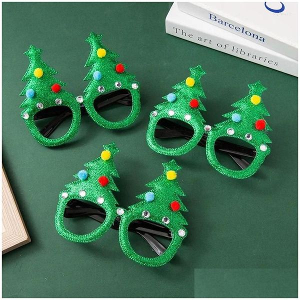 Décorations de Noël Lunettes d'arbre de Noël Diamant brillant Cadre de lunettes Kid Favoris Cadeaux Funny Pographie Props Joyeux Décor Drop Livraison Dhzis