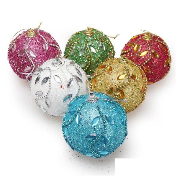 Décorations De Noël Arbre Suspendu Boule Bulle Autocollants Perceuse Chaîne Or Poudre Boules Xmas Fenêtre Décor Drop Delivery Maison Jardin Fe Dhlug