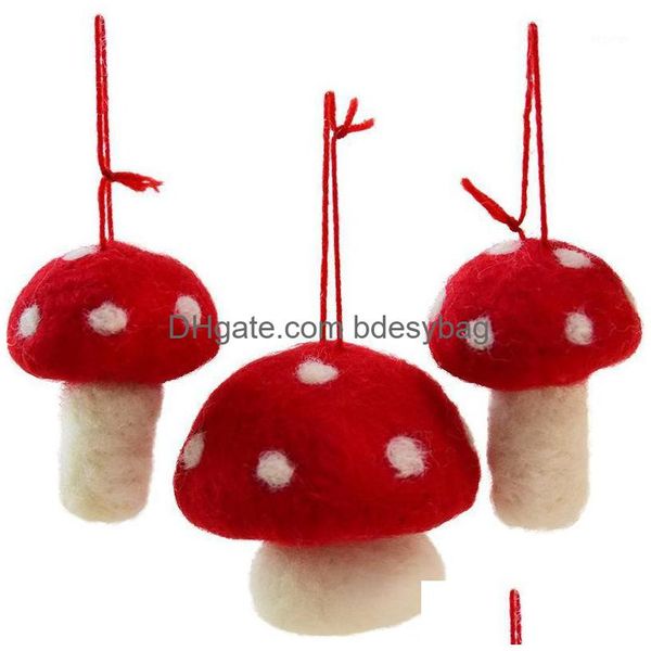 Décorations de Noël Arbre Suspendu Coton Doux Champignon Rouge Ornement Maison Bureau Décoration De Fête Mignon Mur Porte Drop Livraison Jardin Dh1PF