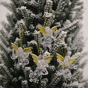 Décorations De Noël Arbre Suspendu Transparent Ange Décoration pour La Maison Xmas Party De Mariage Ornement En Plastique Pendentifs Enfants Cadeaux 4pcs Pack 220912