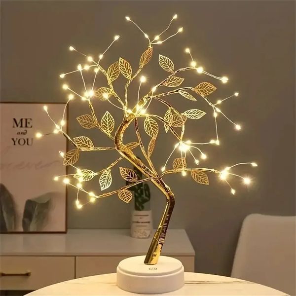 Decoraciones navideñas Árbol LED Luz Escritorio USB Interruptor táctil ajustable DIY Árbol artificial Hada Noche Decoración del hogar 1 PC 231110